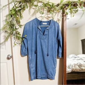 Madewell Chambray Tassel Tunic Dress